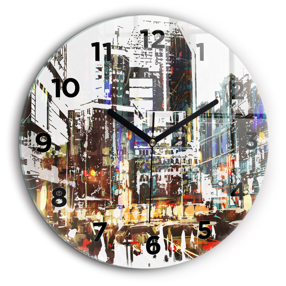 Ville de New York Horloge ronde en verre 60 cm