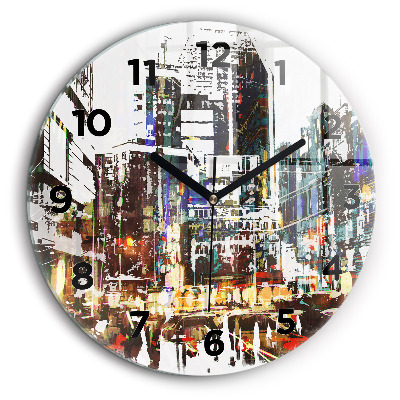 Ville de New York Horloge ronde en verre 60 cm