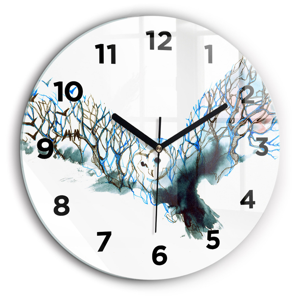 La liberté et la nature des oiseaux Horloge ronde en verre 60 cm