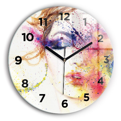 Portrait d'une femme mystérieuse Horloge ronde murale 60 cm