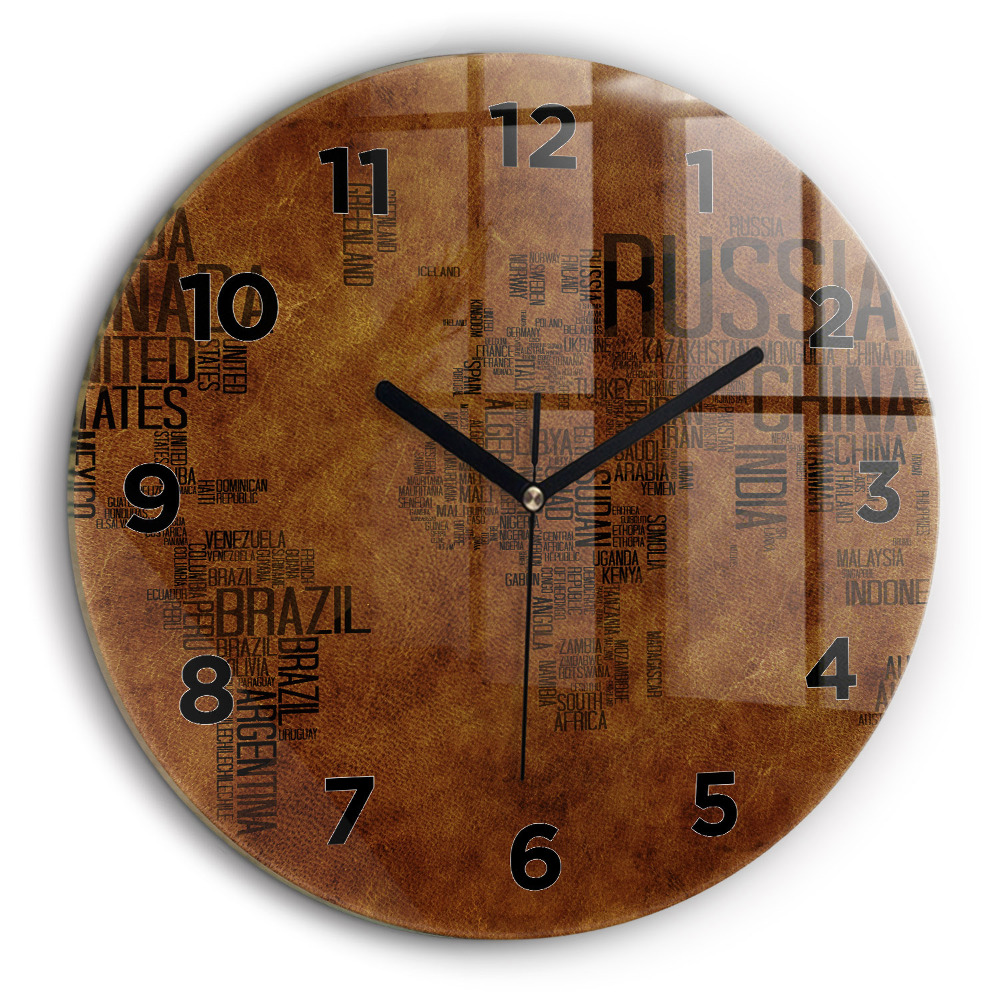 Carte et noms de pays Horloge ronde 60 cm