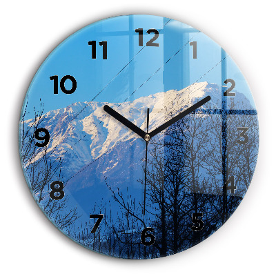 Vue de la montagne Horloge ronde en verre 60 cm