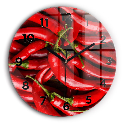 Piments forts Horloge ronde en verre 60 cm