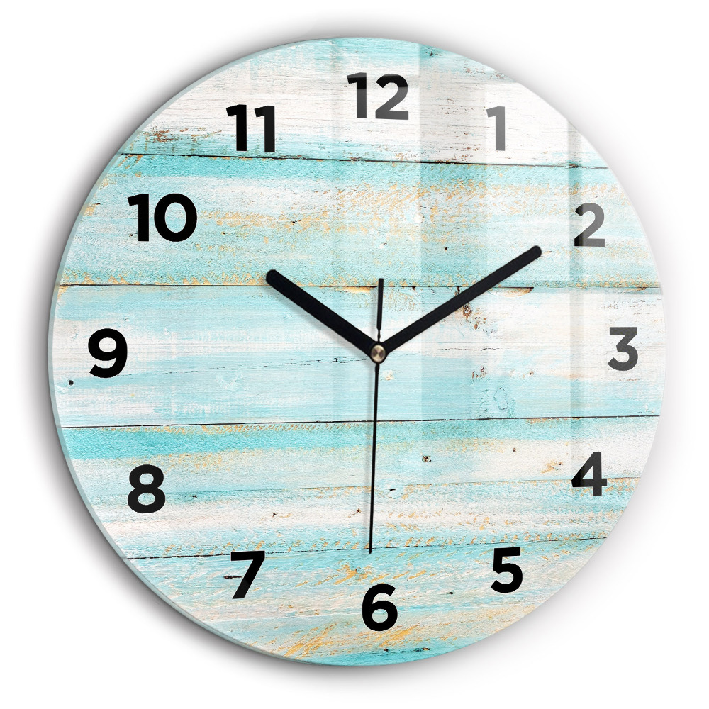 Planches bleues Horloge ronde en verre 60 cm