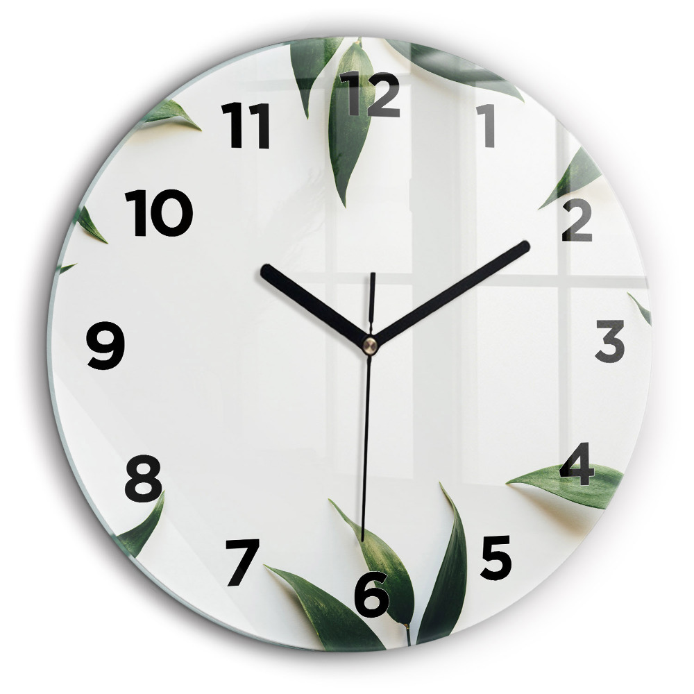 Cadre de feuille Horloge ronde murale 60 cm