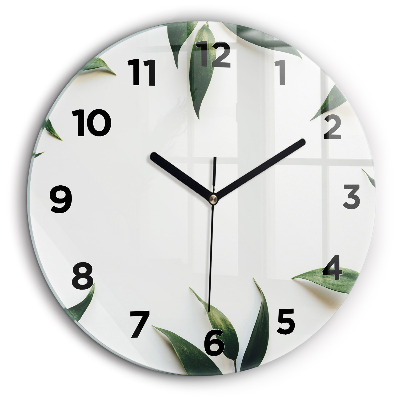 Cadre de feuille Horloge ronde murale 60 cm