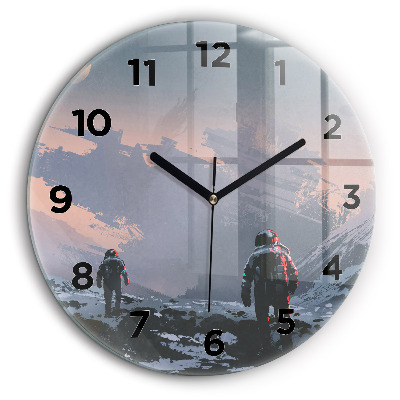 Astronautes abstrait Pendule murale ronde 60 cm