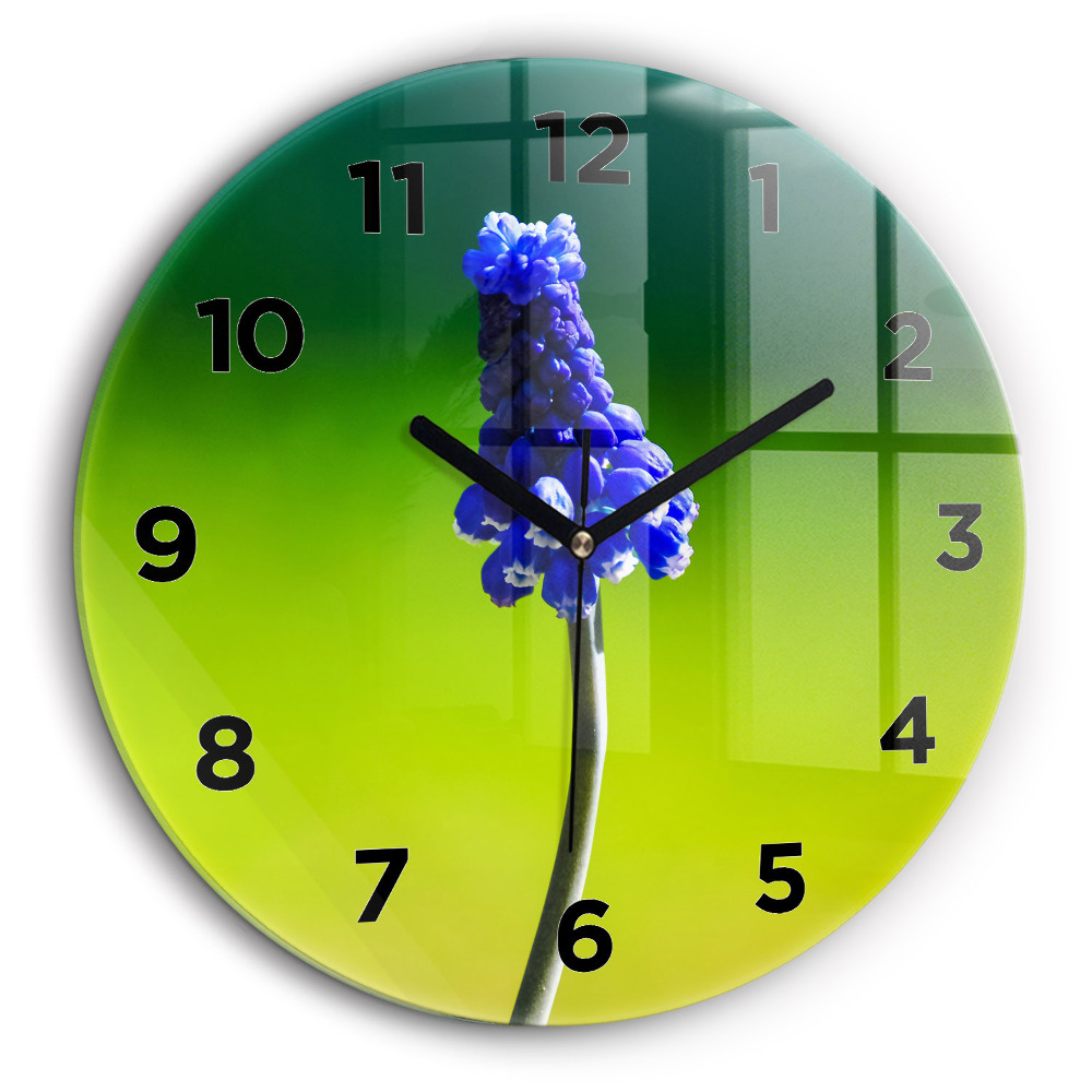Fleurs bleues Horloge ronde murale 60 cm