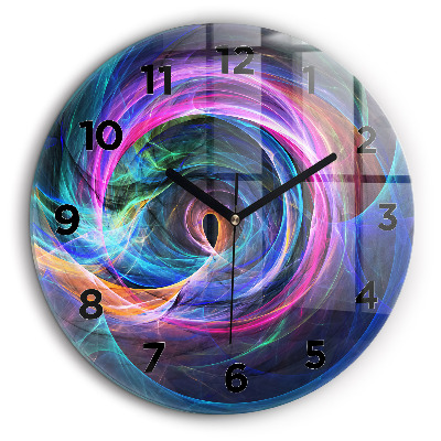 Fractale colorée Horloge ronde en verre 60 cm