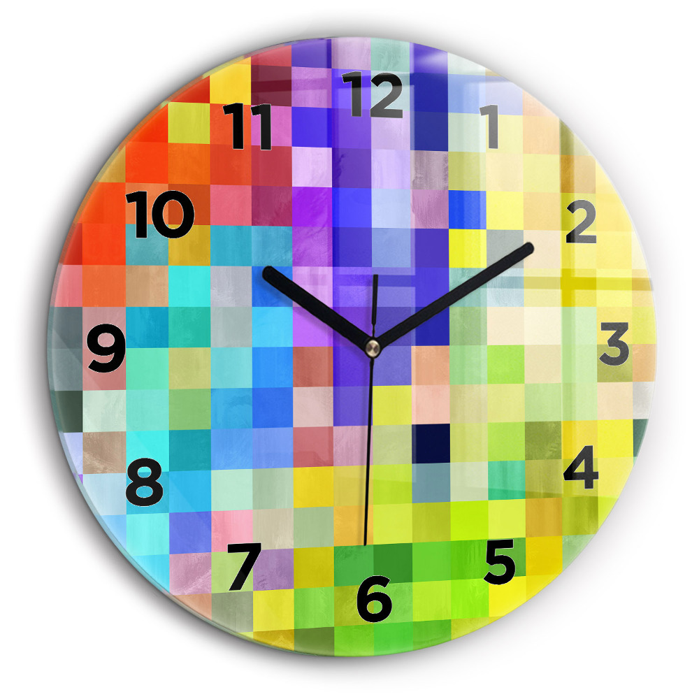 Composition de carrés Pendule murale ronde 60 cm