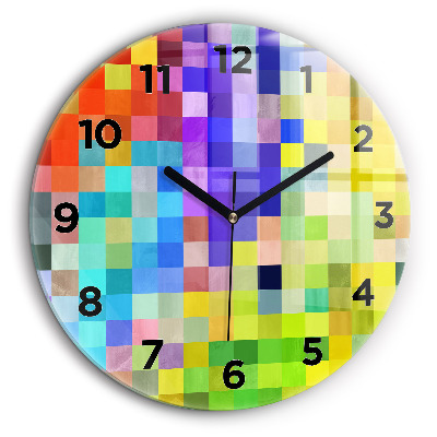 Composition de carrés Pendule murale ronde 60 cm