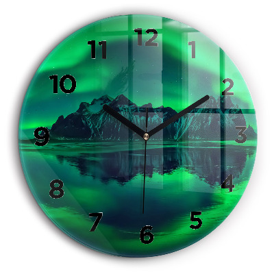 Aurore boréale Horloge ronde en verre 60 cm