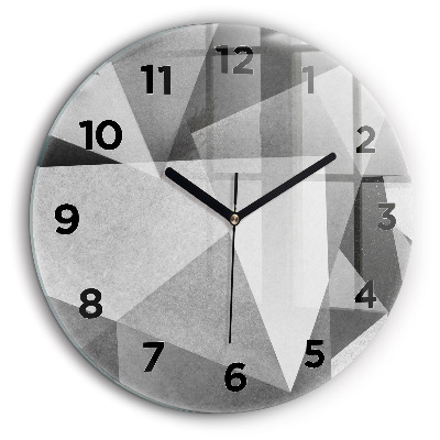 Abstraction géométrique grise Pendule murale ronde 60 cm