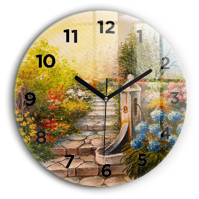 Composition à l'huile dans une forêt Pendule murale ronde 60 cm