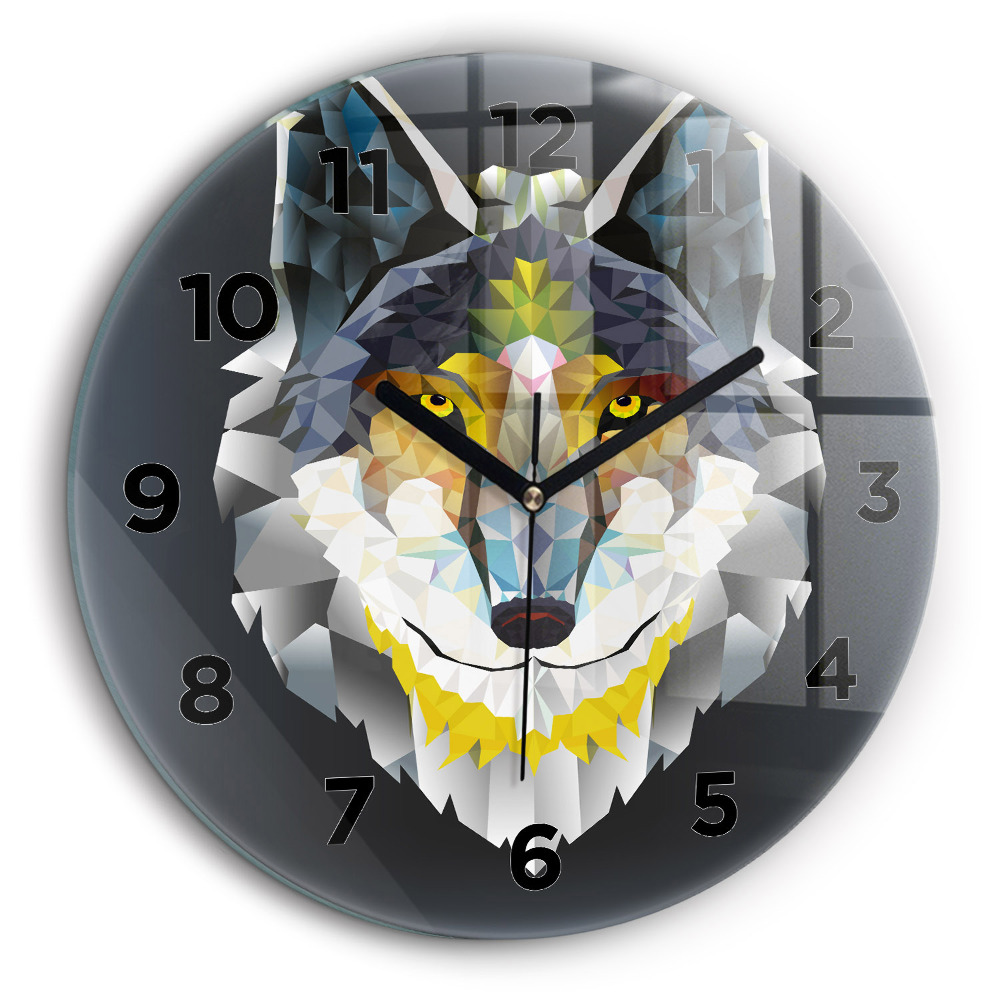 Tête de loup Horloge ronde murale 60 cm
