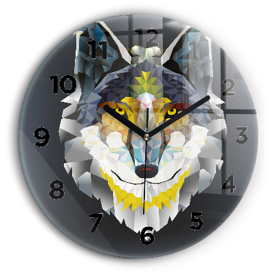 Tête de loup Horloge ronde murale 60 cm