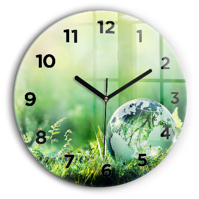 Globe terrestre Horloge ronde en verre 60 cm