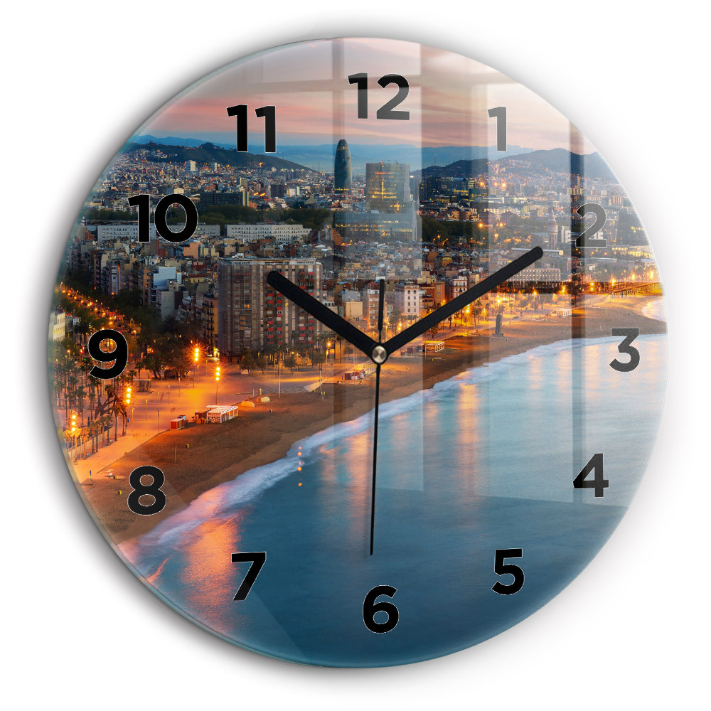 Plage de Barcelone Horloge ronde murale 60 cm