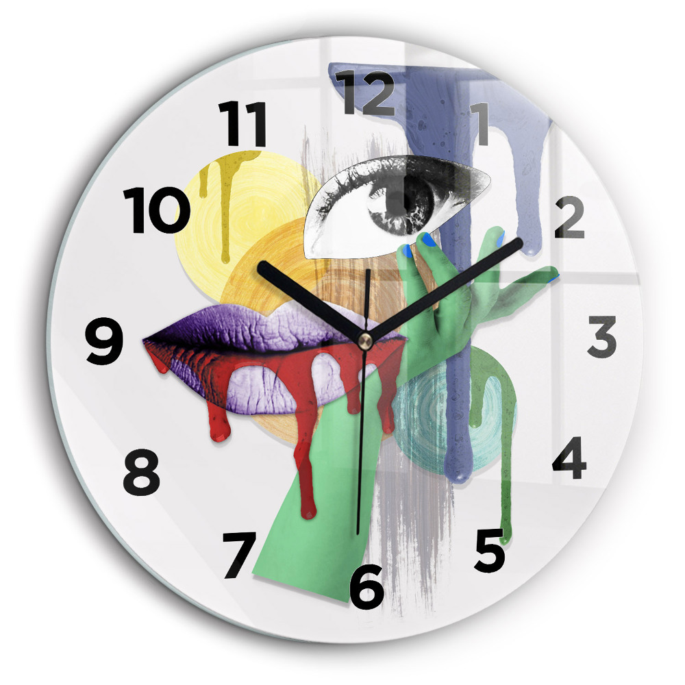 Collage surréaliste Pendule murale ronde 60 cm