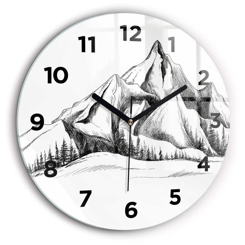 Montagnes dessinées Horloge ronde 60 cm
