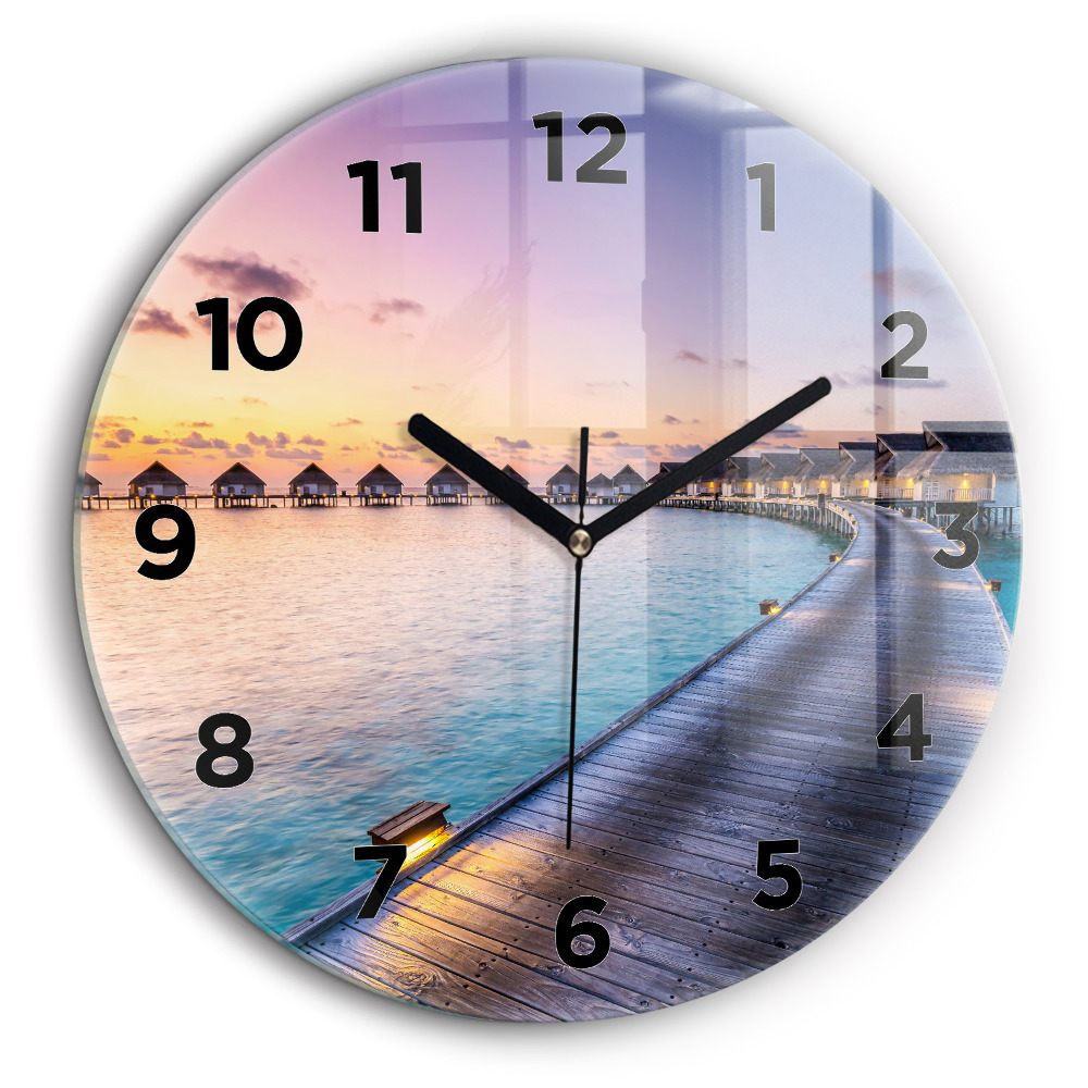 Coucher de soleil aux Maldives Horloge ronde 60 cm