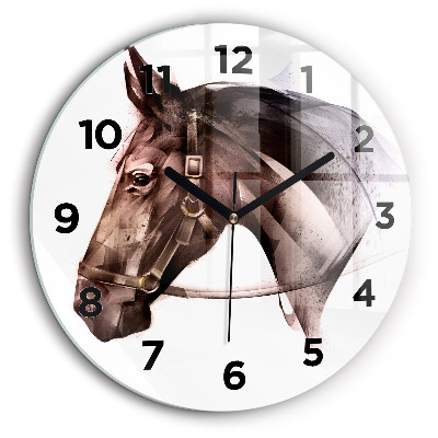 Profil peint d'un cheval Horloge ronde 60 cm