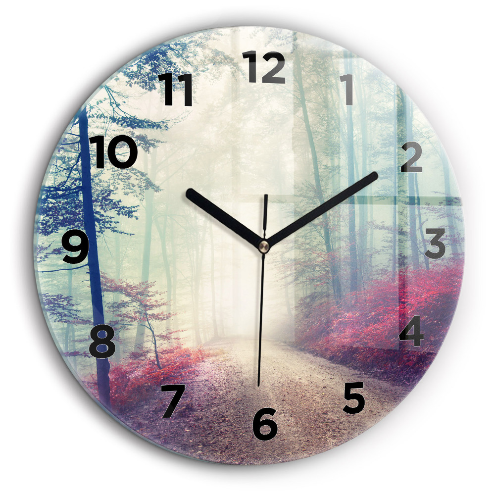Route d'automne Brouillard forestier Horloge ronde 60 cm