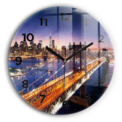 New York et le coucher de soleil Horloge ronde en verre 60 cm