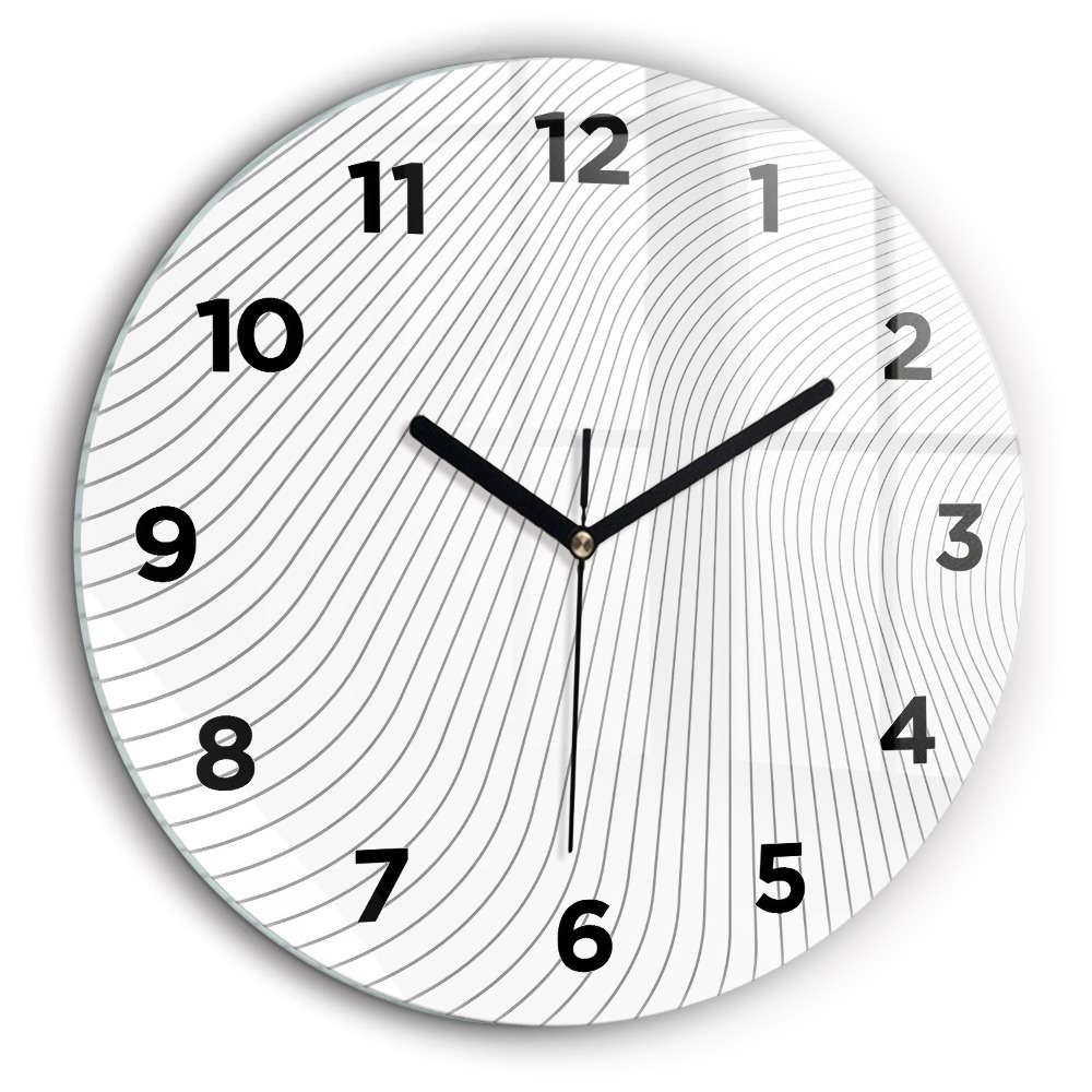Lignes abstraites Horloge ronde en verre 60 cm