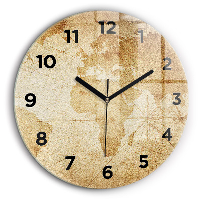 Carte du monde ancienne Horloge ronde murale 60 cm
