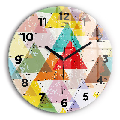 Triangles géométriques Horloge ronde en verre 60 cm