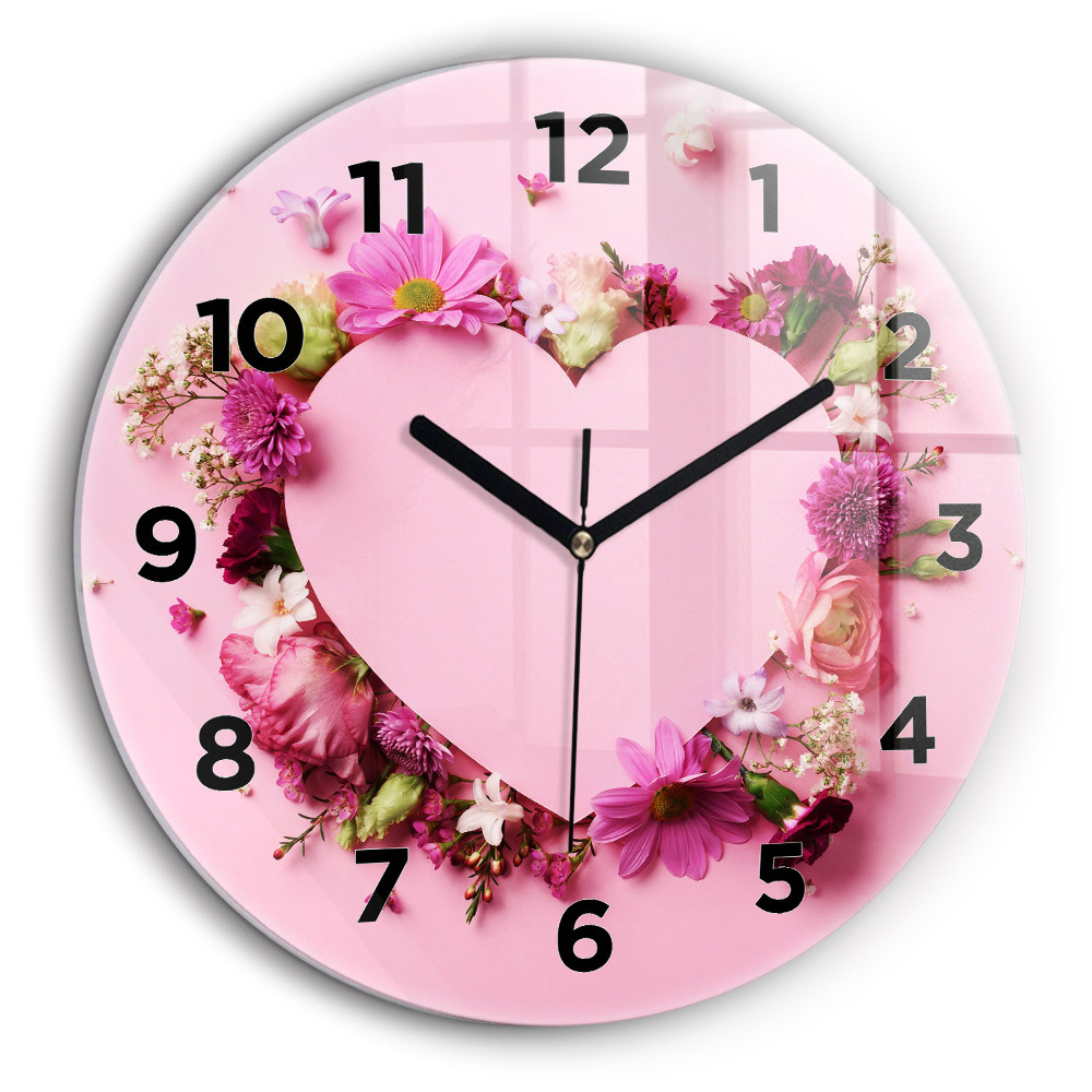 Cœur de fleurs Pendule murale ronde 60 cm