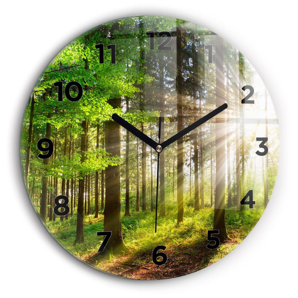 Lever de soleil en forêt Pendule murale ronde 60 cm