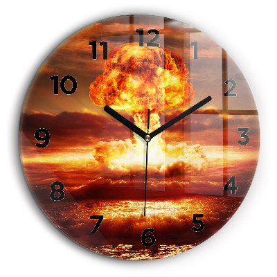 Explosion d'une bombe atomique Horloge ronde en verre 60 cm