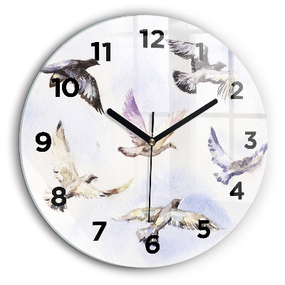 Oiseaux volants Horloge ronde en verre 60 cm