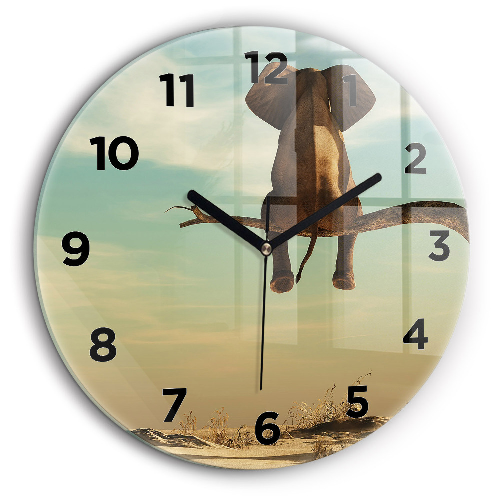 Éléphant dans un arbre Horloge ronde 60 cm