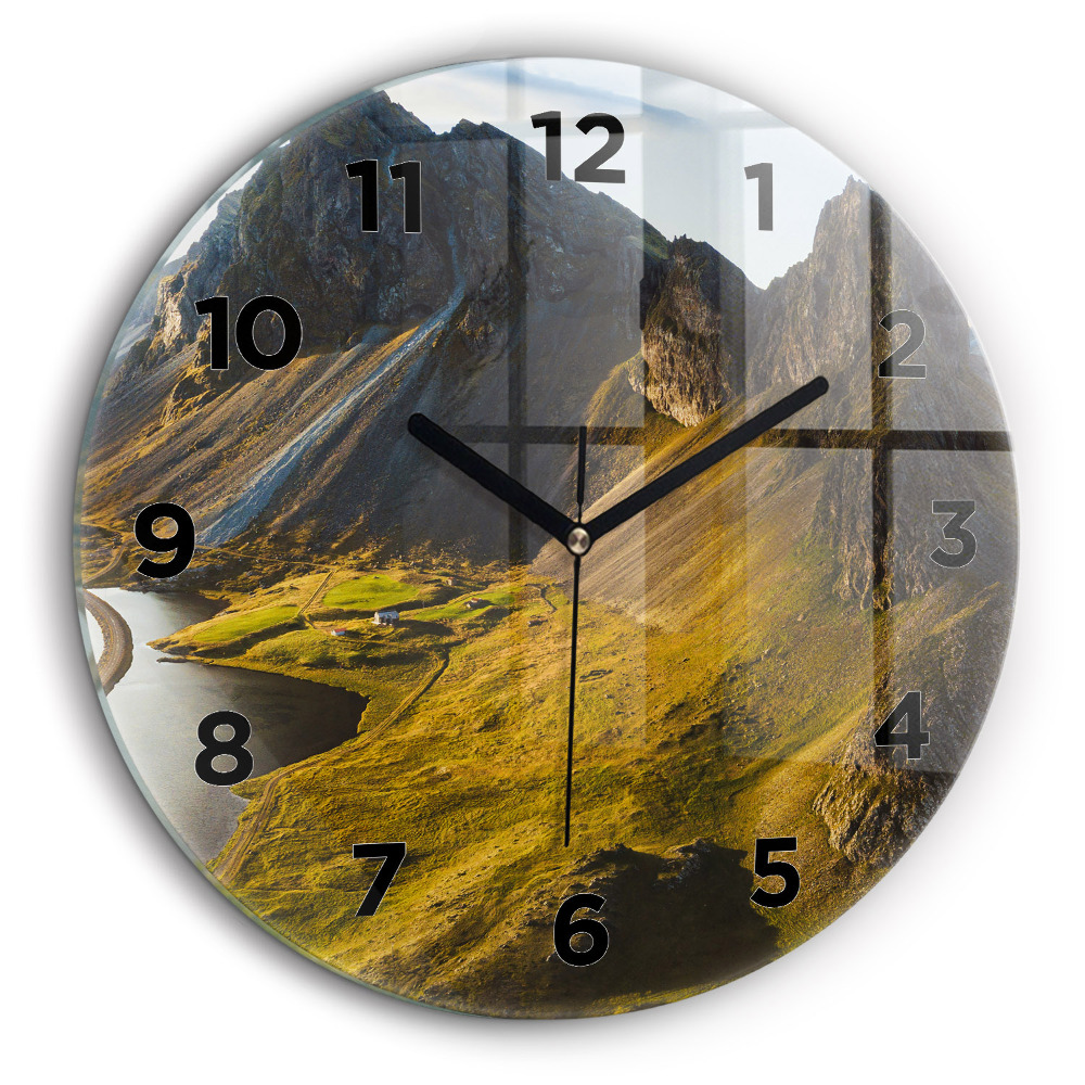 Route en Islande Pendule murale ronde 60 cm