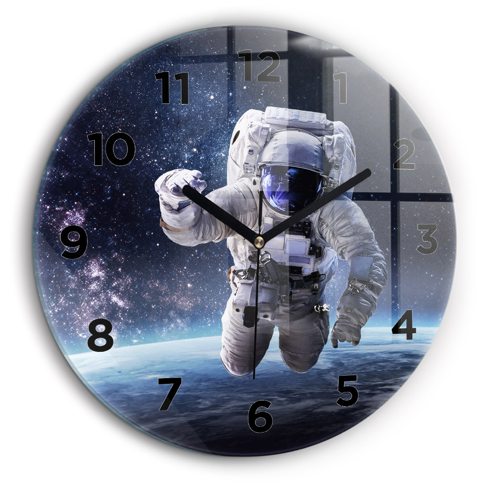 Astronaute au-dessus du sol Horloge ronde murale 60 cm