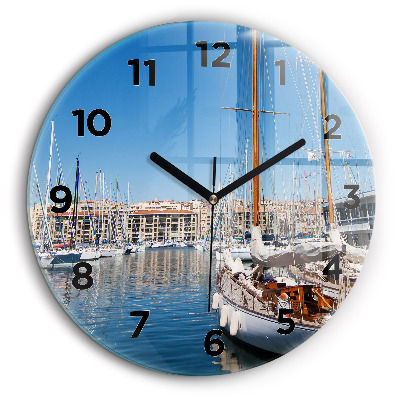Port de plaisance de Marseille France Horloge ronde murale 60 cm