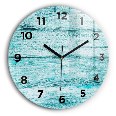 Vieux bois bleu Horloge ronde en verre 60 cm