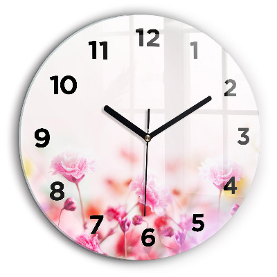Fleurs dans une prairie Horloge ronde en verre 60 cm