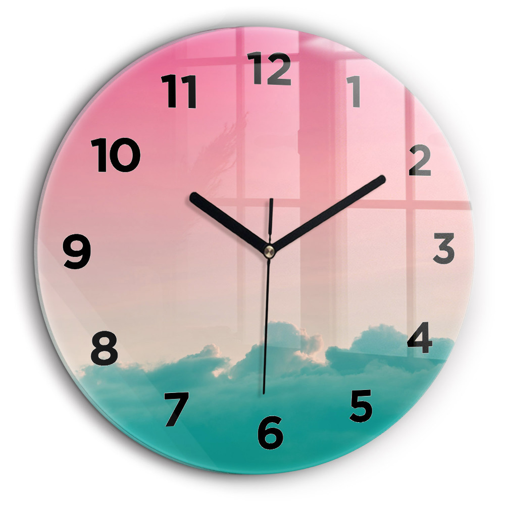 Gradient de ciel et de montagne Horloge ronde en verre 60 cm