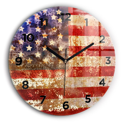 Drapeau américain en style vintage Pendule murale ronde 60 cm