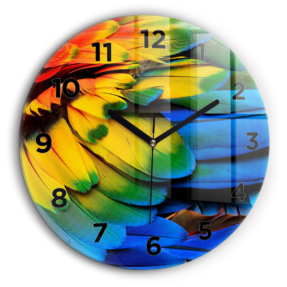 Ailes d'oiseaux colorées Horloge ronde en verre 60 cm