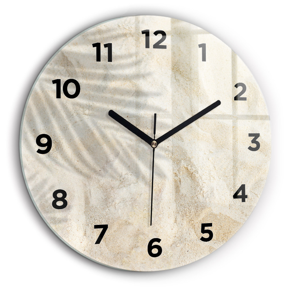 Ombre d'un palmier sur le sable Horloge ronde en verre 60 cm