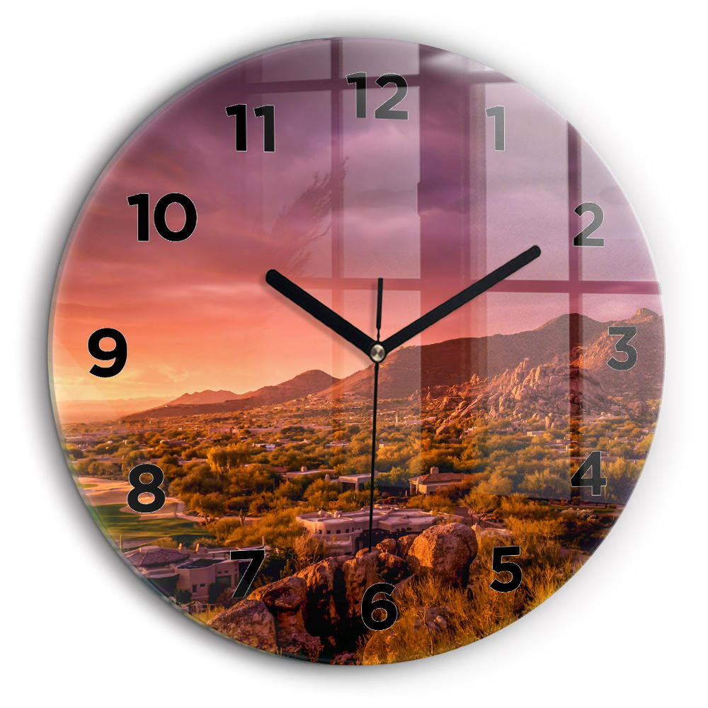 Coucher de soleil à North Scottsdale Horloge ronde murale 60 cm