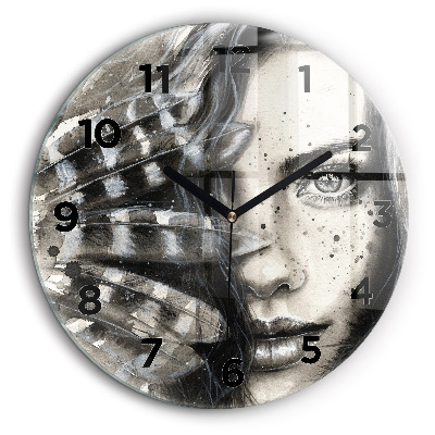 Portrait peint Horloge ronde murale 60 cm