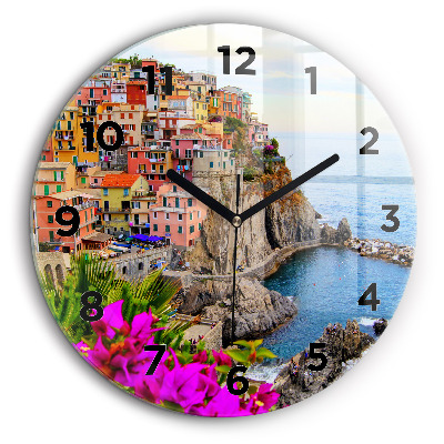 Côte des Cinque Terre Horloge ronde en verre 60 cm