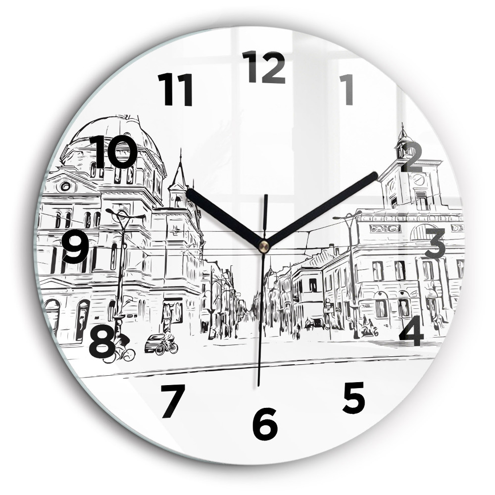 Illustration de la ville de Poznan Horloge ronde murale 60 cm