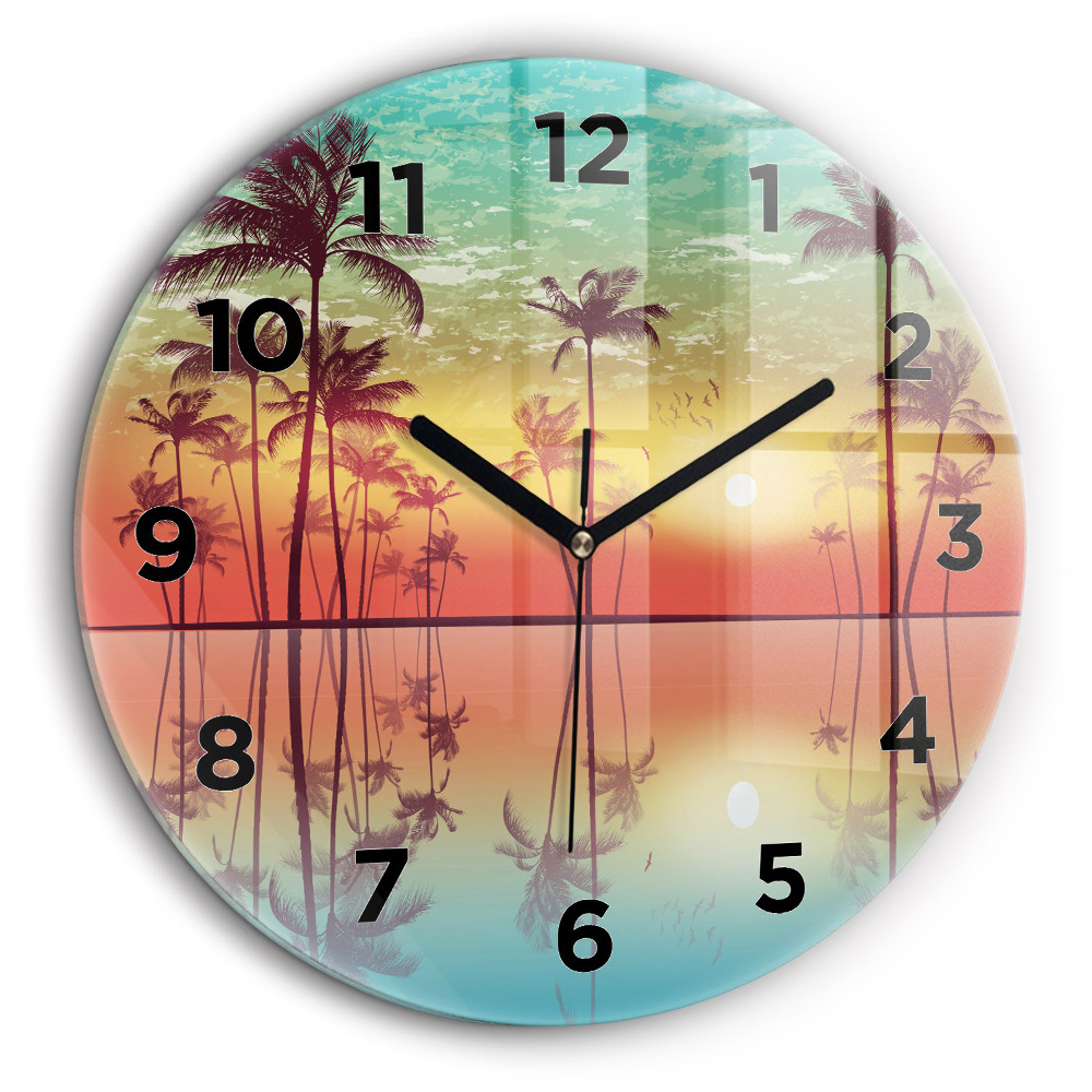 Palmiers tropicaux Horloge ronde murale 60 cm
